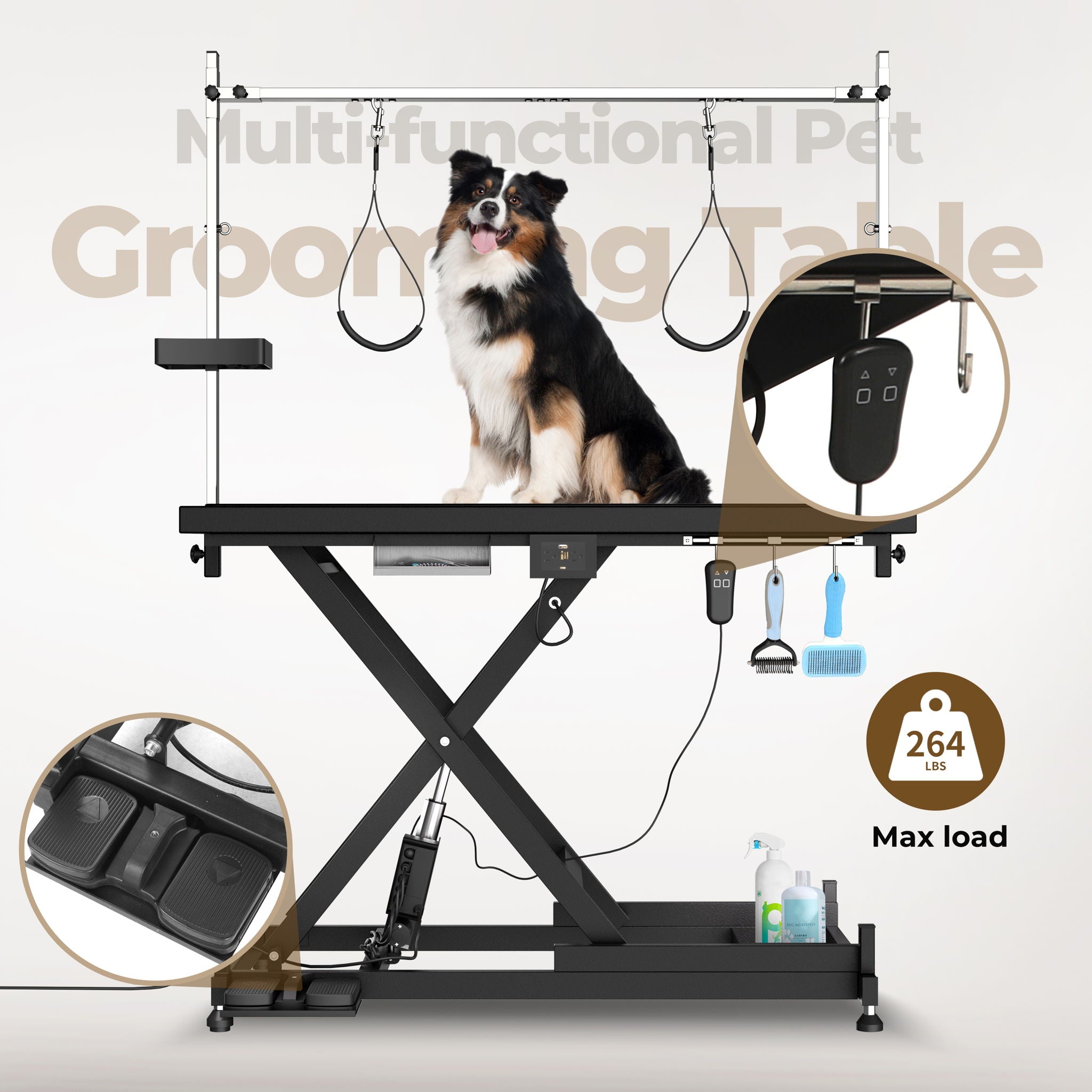 Super Deluxe Electric Pet Grooming Table, Height Adjustable
