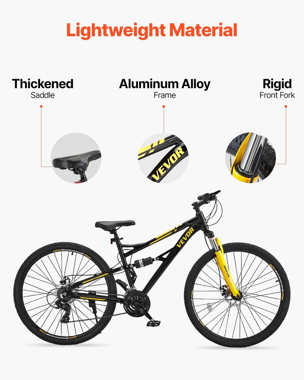 Mountain Bike, 29 inch MTB Bicycle with Full Dual Suspension, 24 Speeds Twist Shifting, Comfort Saddle, Dual Disc Brakes, Aluminum Alloy Frame, Adult Sport Cycling Bicycle for Men Women Trail Snow