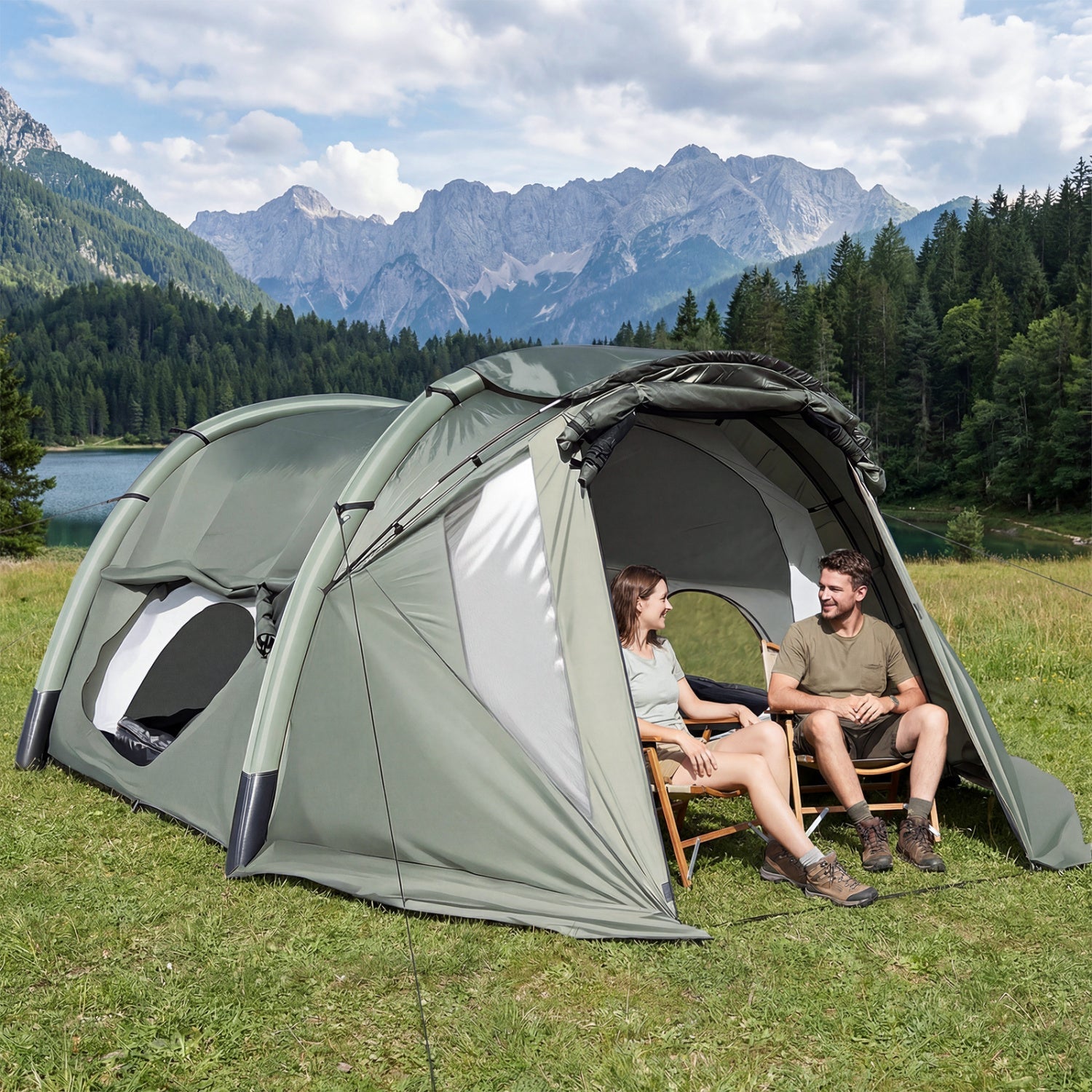 5-7 Person Inflatable Camping Tent with Screened Porch