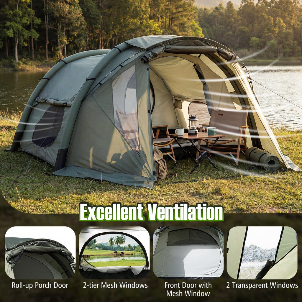 5-7 Person Inflatable Camping Tent with Screened Porch