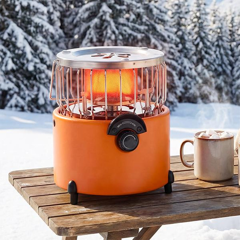 2-In-1 Portable Propane Heater & Camping Stove, 9000 BTU Outdoor Portable Heater, Adjustable Flames and Vents, Propane Stove for Patio, Ice Fishing, Backpacking, Hunting, Survival, Winter Storm Emergency Power Outage Heater