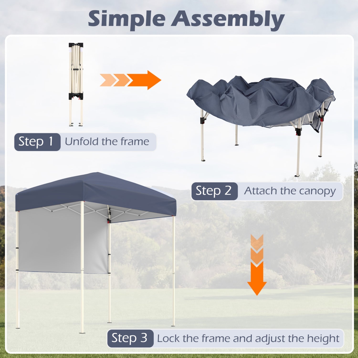 6 x 4 FT Pop-Up Canopy Tent with 1 Half Sidewall Easy Setup Folding Outdoor Sun Shelter