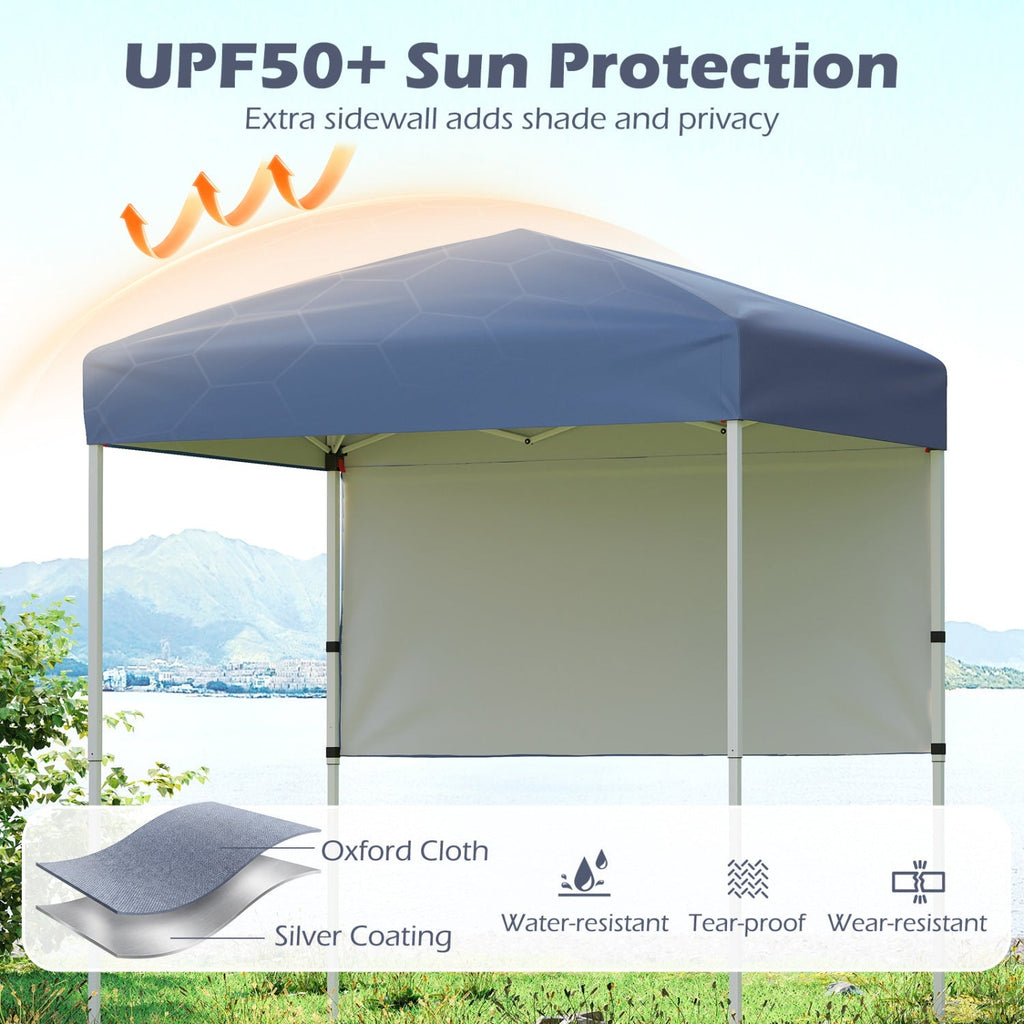 6 x 4 FT Pop-Up Canopy Tent with 1 Half Sidewall Easy Setup Folding Outdoor Sun Shelter