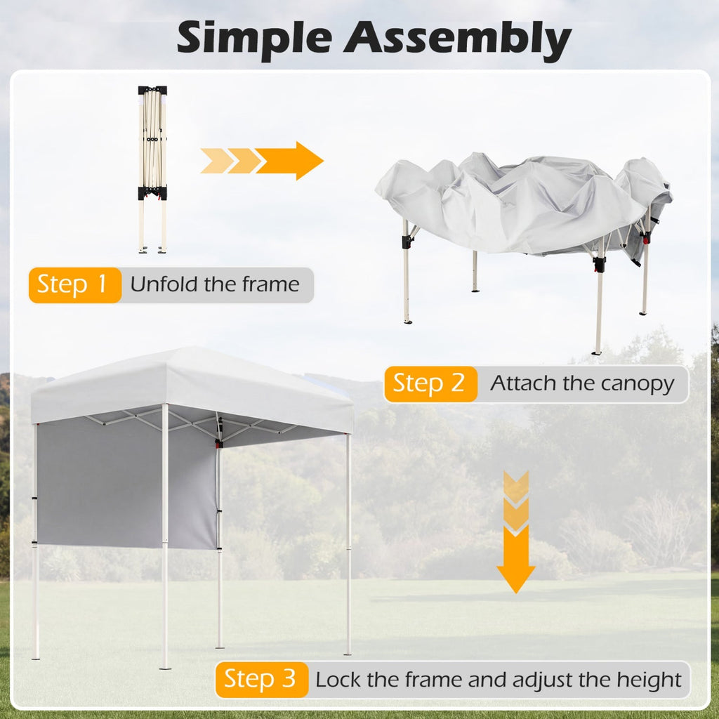 6 x 4 FT Pop-Up Canopy Tent with 1 Half Sidewall Easy Setup Folding Outdoor Sun Shelter