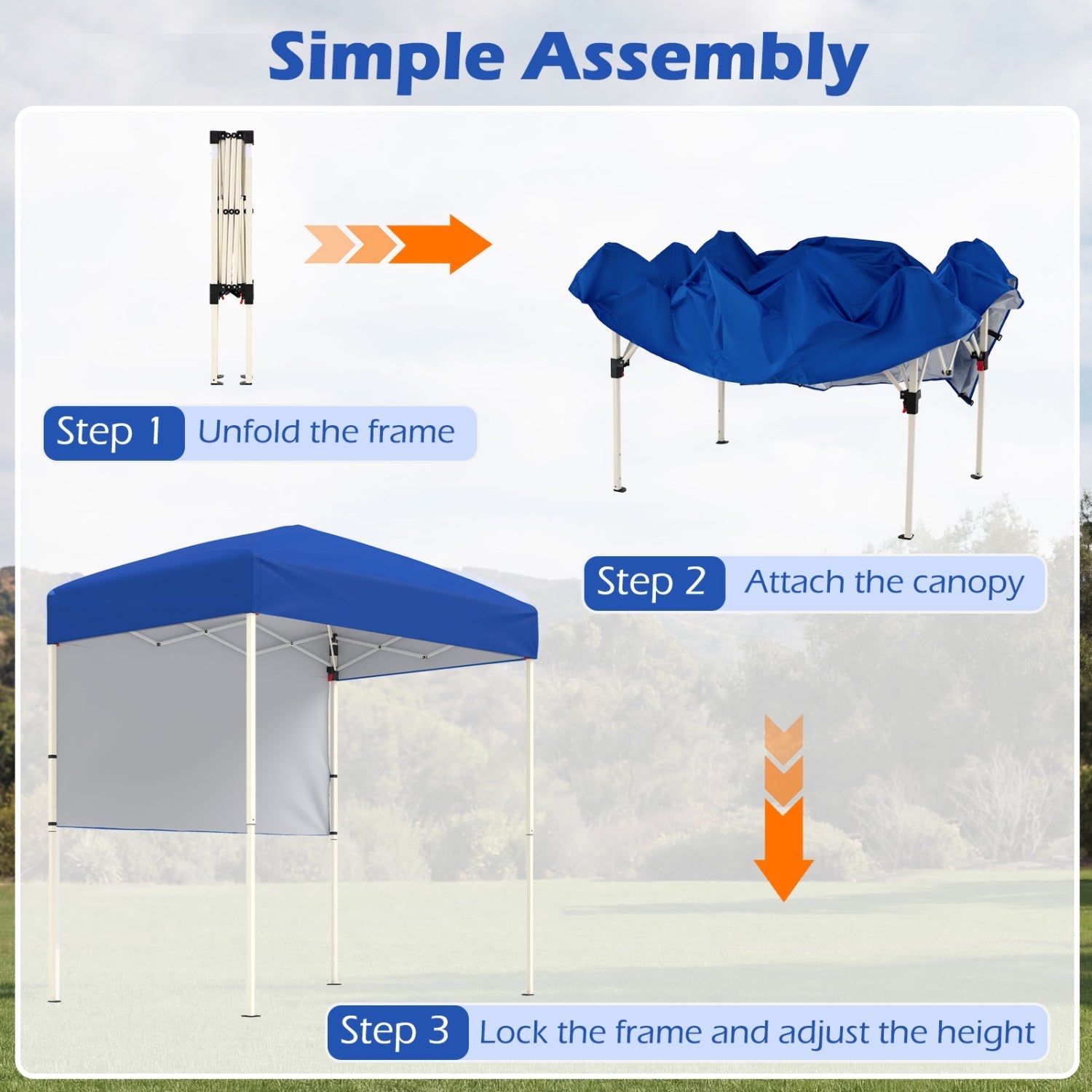 6 x 4 FT Pop-Up Canopy Tent with 1 Half Sidewall Easy Setup Folding Outdoor Sun Shelter