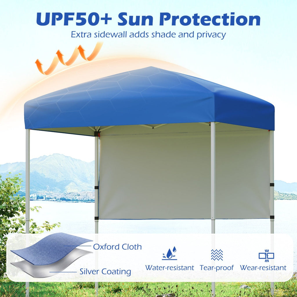 6 x 4 FT Pop-Up Canopy Tent with 1 Half Sidewall Easy Setup Folding Outdoor Sun Shelter