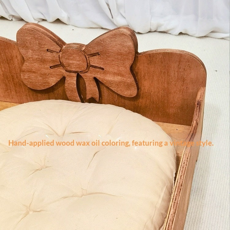 Solid Wood Pet House Vintage Mid-Century Cat Bed