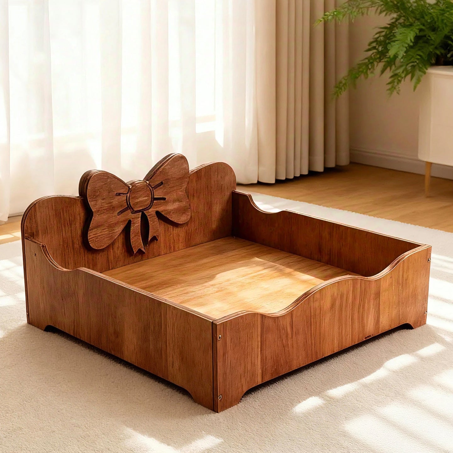 Solid Wood Pet House Vintage Mid-Century Cat Bed