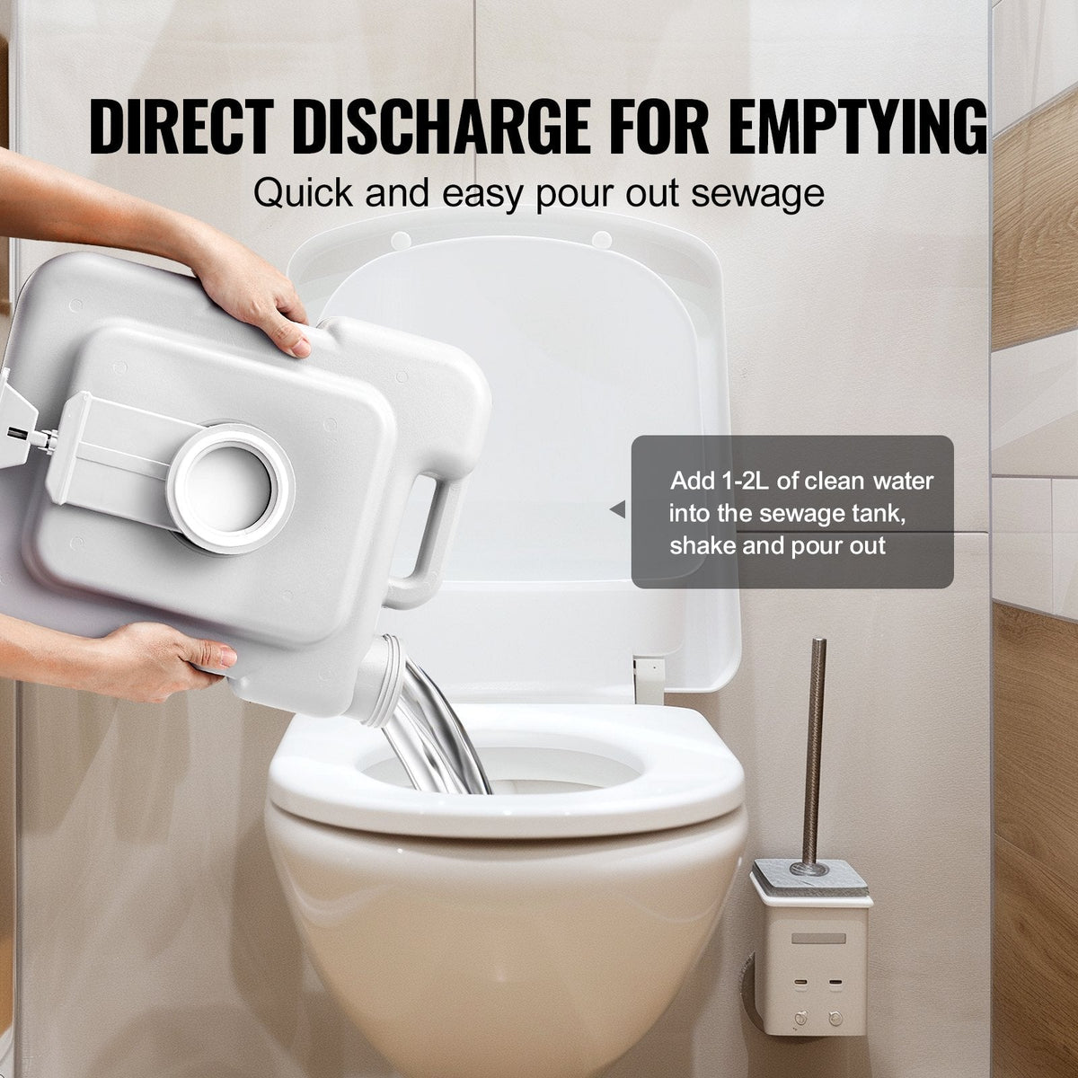 Portable Toilet For Camping with Push-Button Pressurized Flush