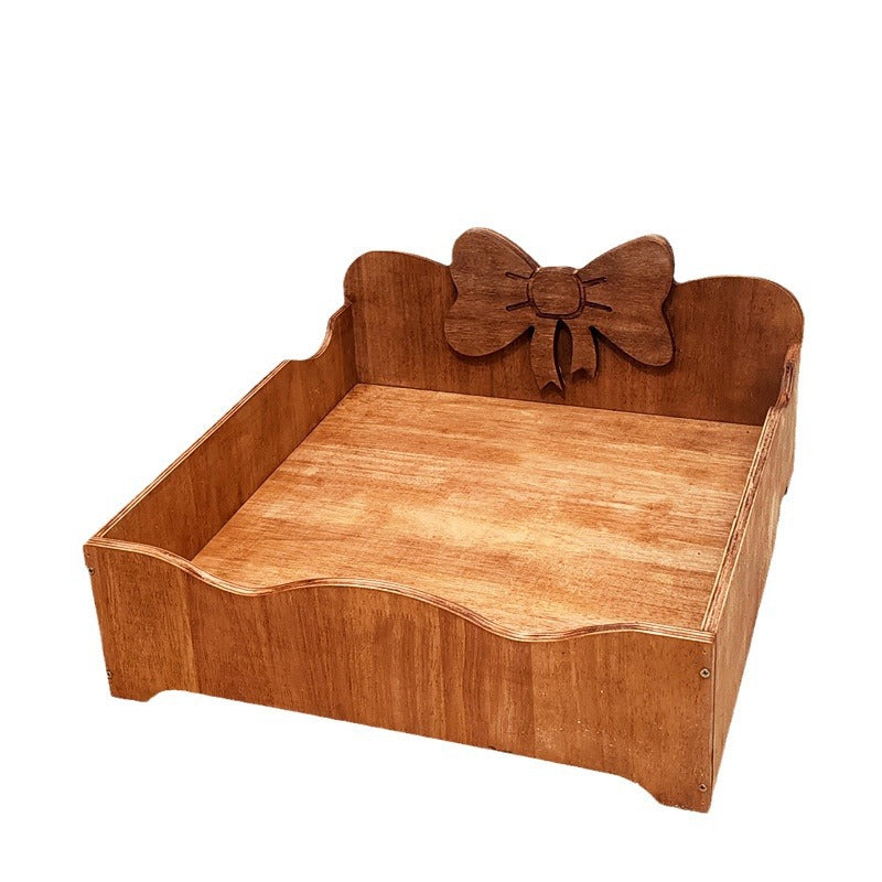 Solid Wood Pet House Vintage Mid-Century Cat Bed