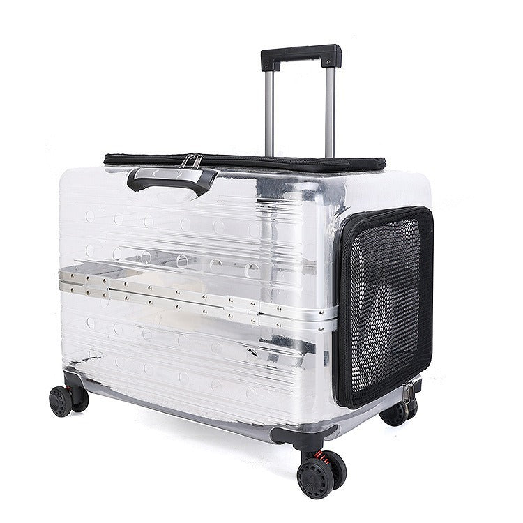 Rolling Pet Travel Trolley with Wheel, Transparent Capsule, Pink, Green, Puppies, Dogs, Cat Carriers Bag, 5-20Kg