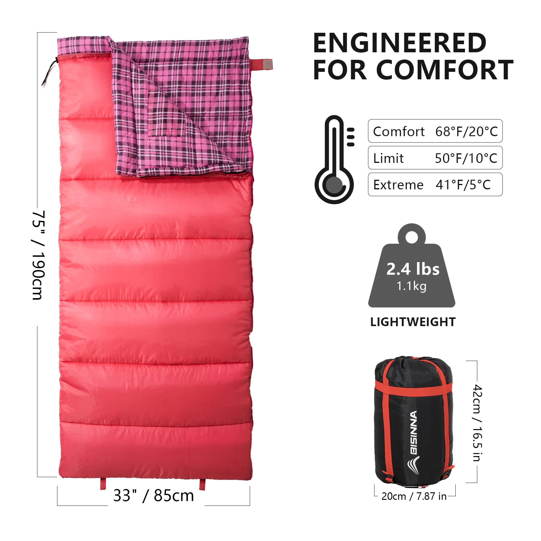 Camping Sleeping Bag 3 Season Ultralight