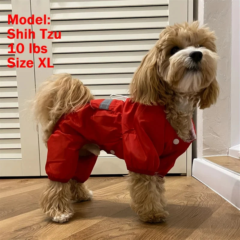 Dog Raincoat Double Waterproof Four Feet Wading Design]