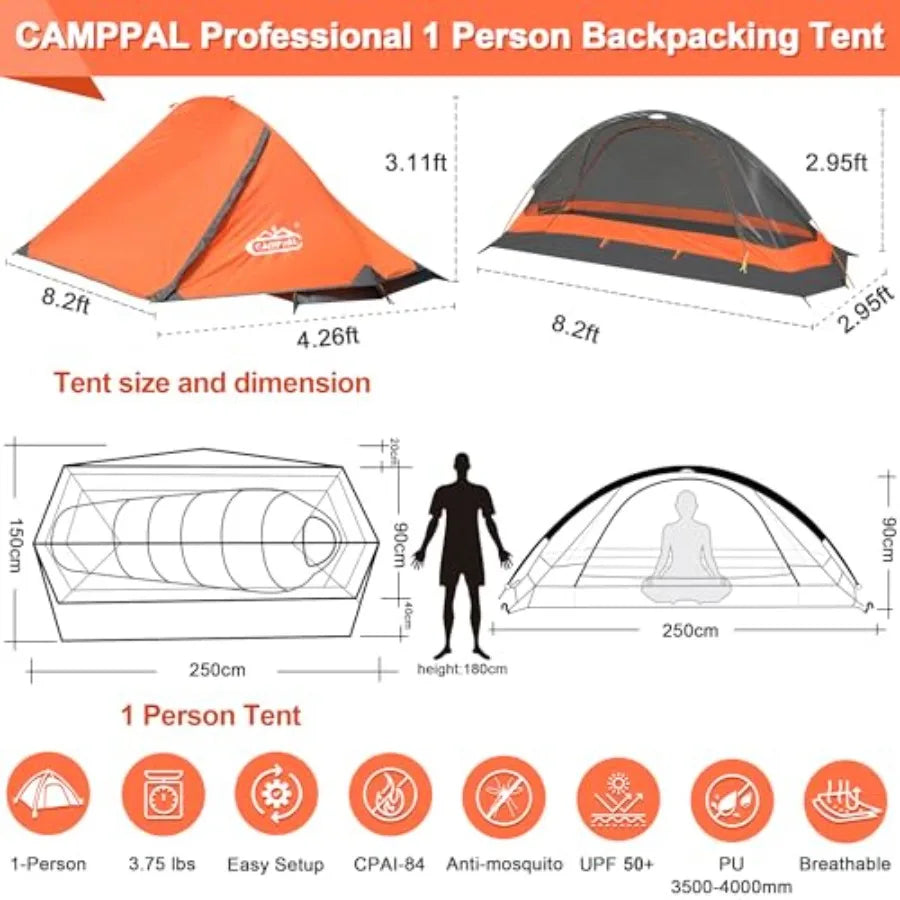 1 Person Tent for Camping Hiking Mountain Hunting Backpacking