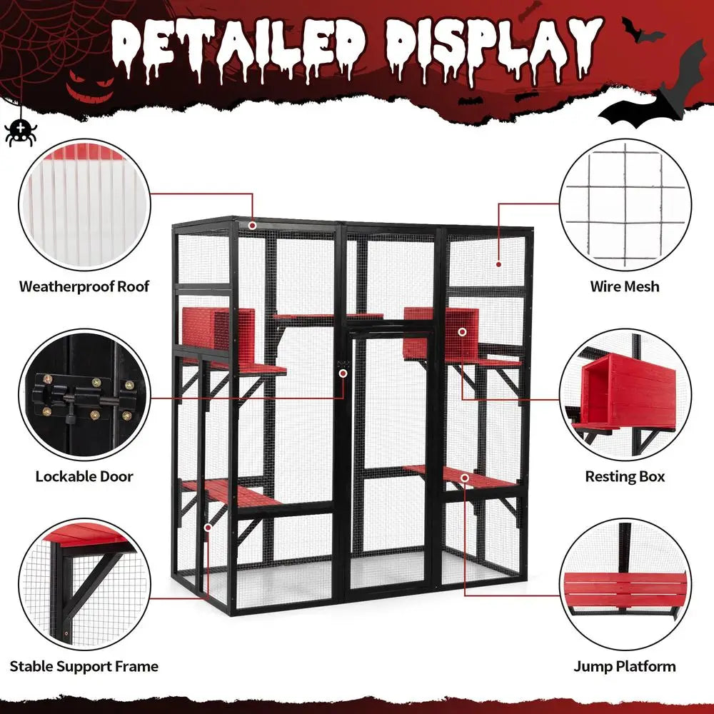 Large Spacious Wooden Catio Outdoor Cat Enclosure