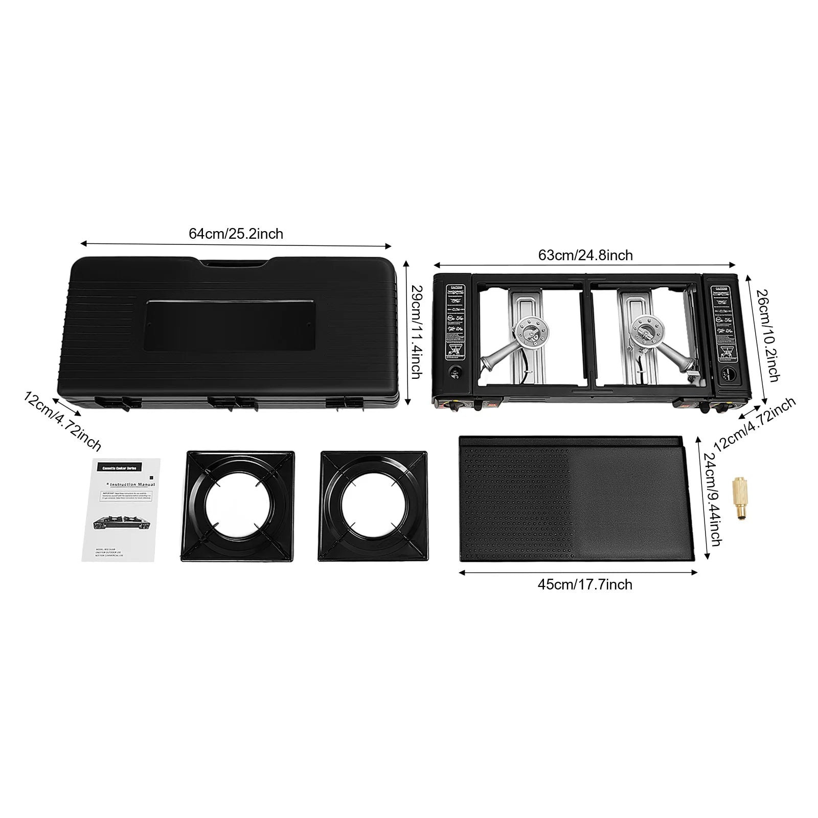 2500W Portable Camping Stove 2 Burners Camping Stove with Baking Tray