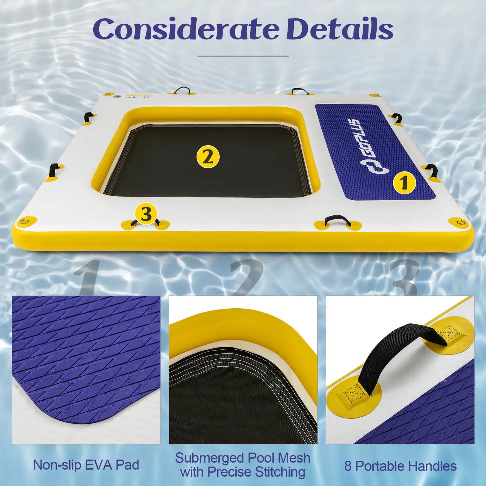 Inflatable Floating Dock w/ Mesh Swim Lounge