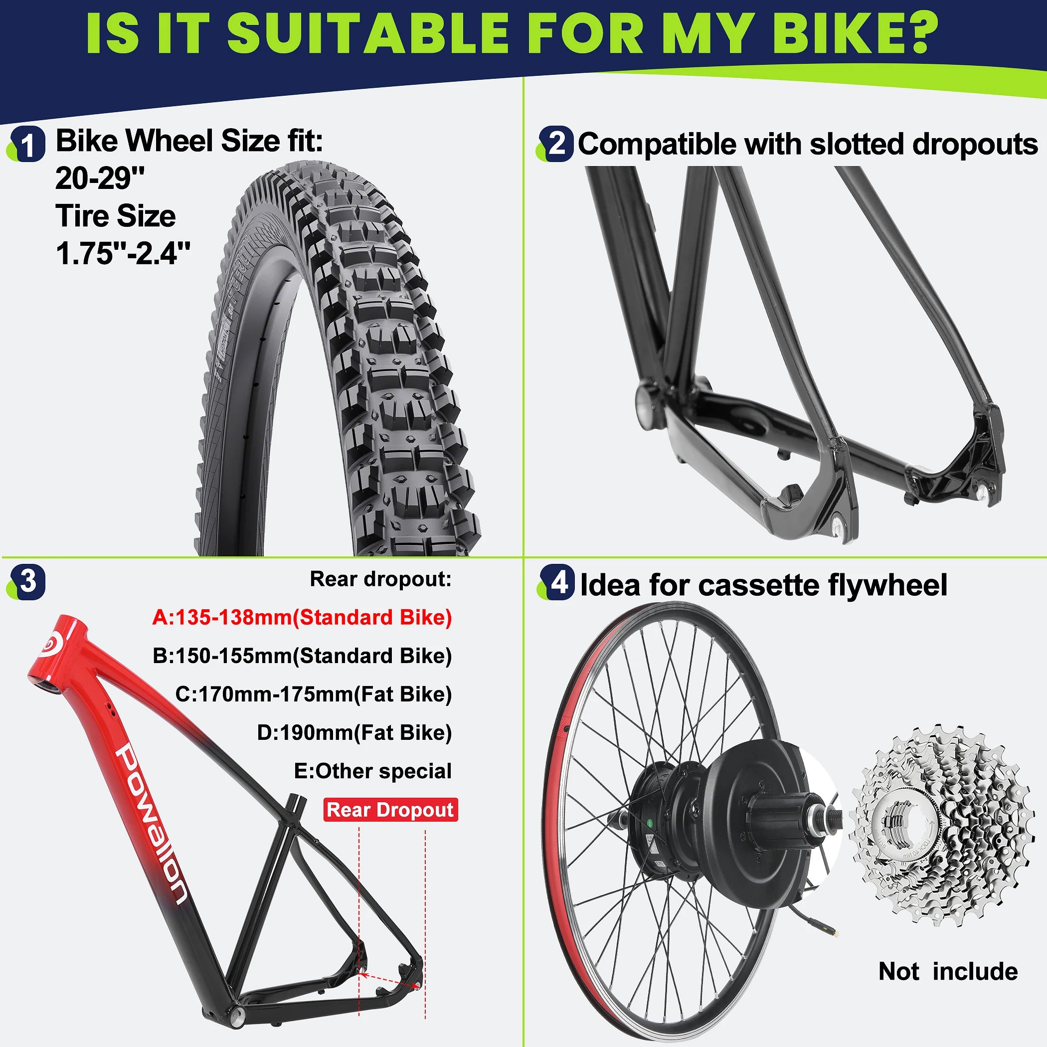 BAFANG Ebike Conversion Kit,G020 48V 500W Rear Hub Motor