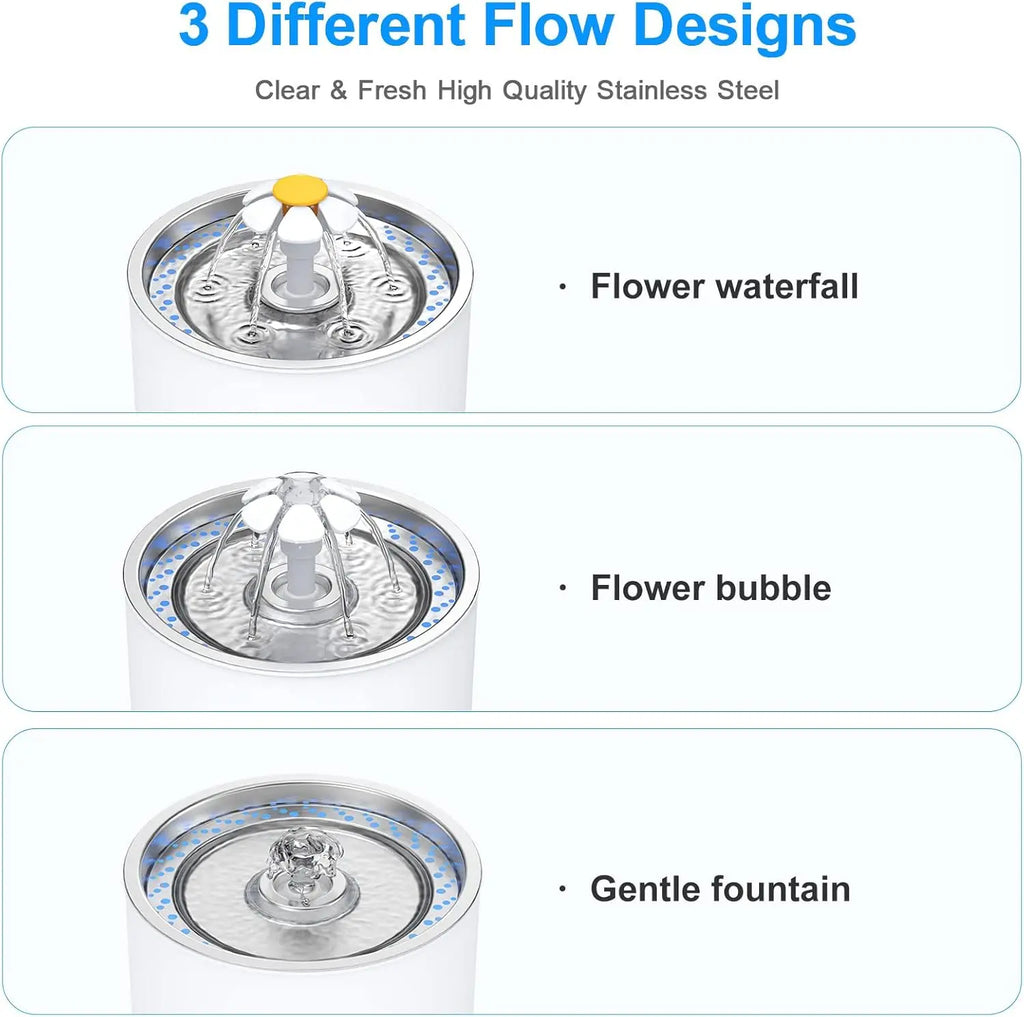 Automatic Pet Water Fountain with LED Light, Stainless Steel