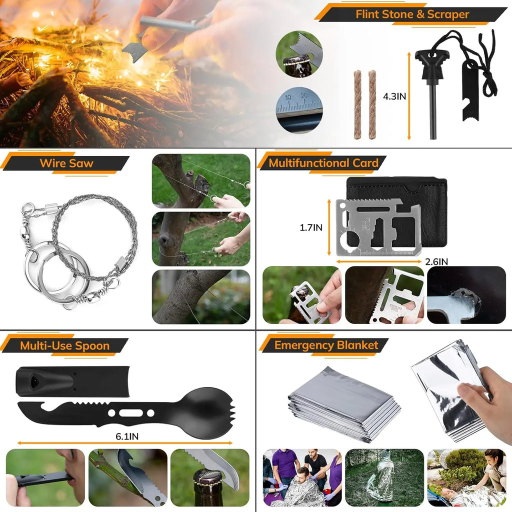 250-Piece Survival Kit with First Aid, Tactical Gear