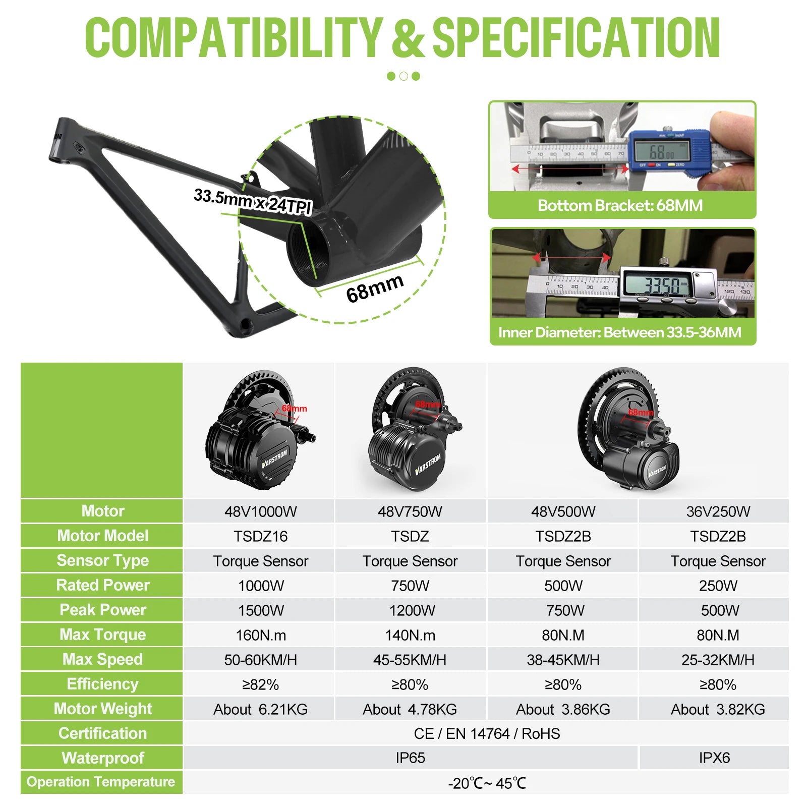 Electric Bicycle Central Mid Motor With Torque Sensor