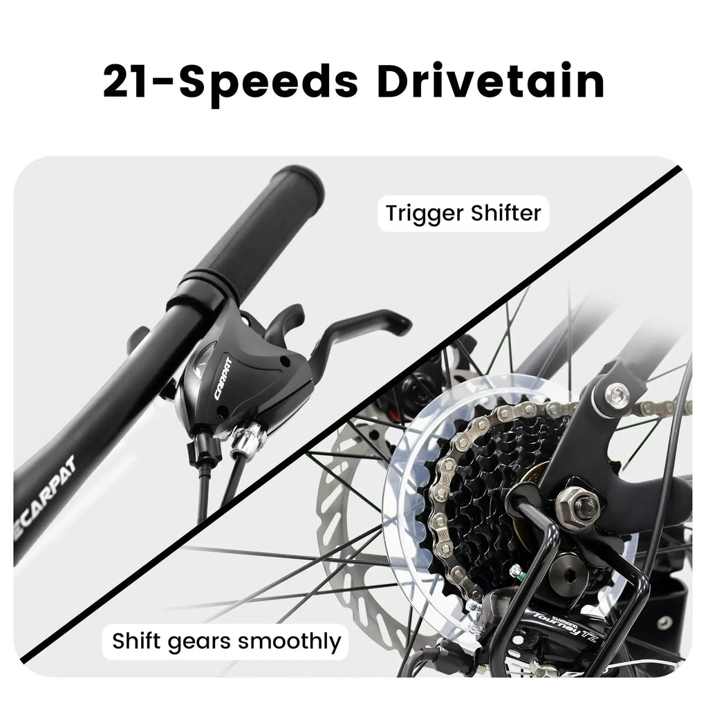 24 Inch Mountain Bike with Full Suspension 21 Speed Shifter Lever