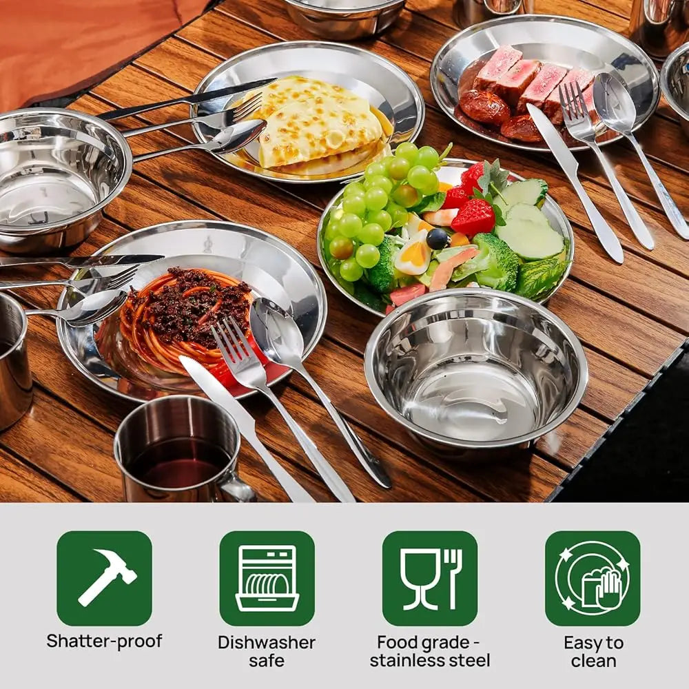 29Pcs Stainl Steel Utensils Camping Tableware Kit