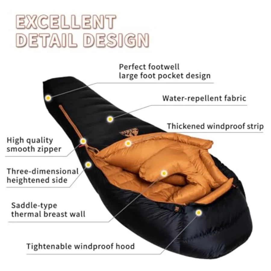 Down Backpacking Sleeping Bag 4 Season Sleeping