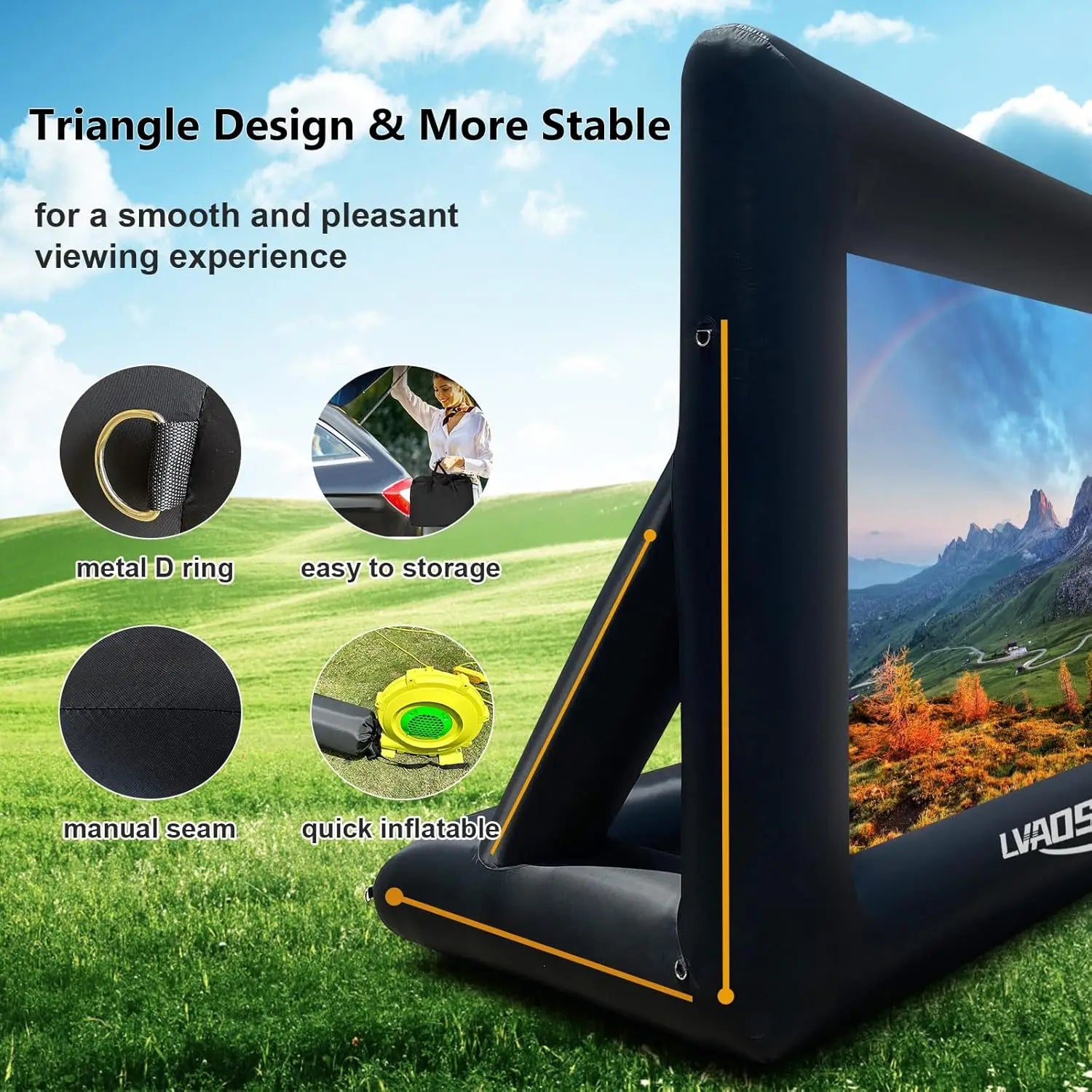 16FT Blow Up Movie Screen for Outdoor with Easy Setup