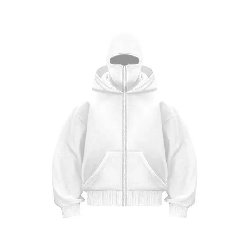 Men's Balaclava Zip Hoodie – Winter Warm Face Mask Jacket