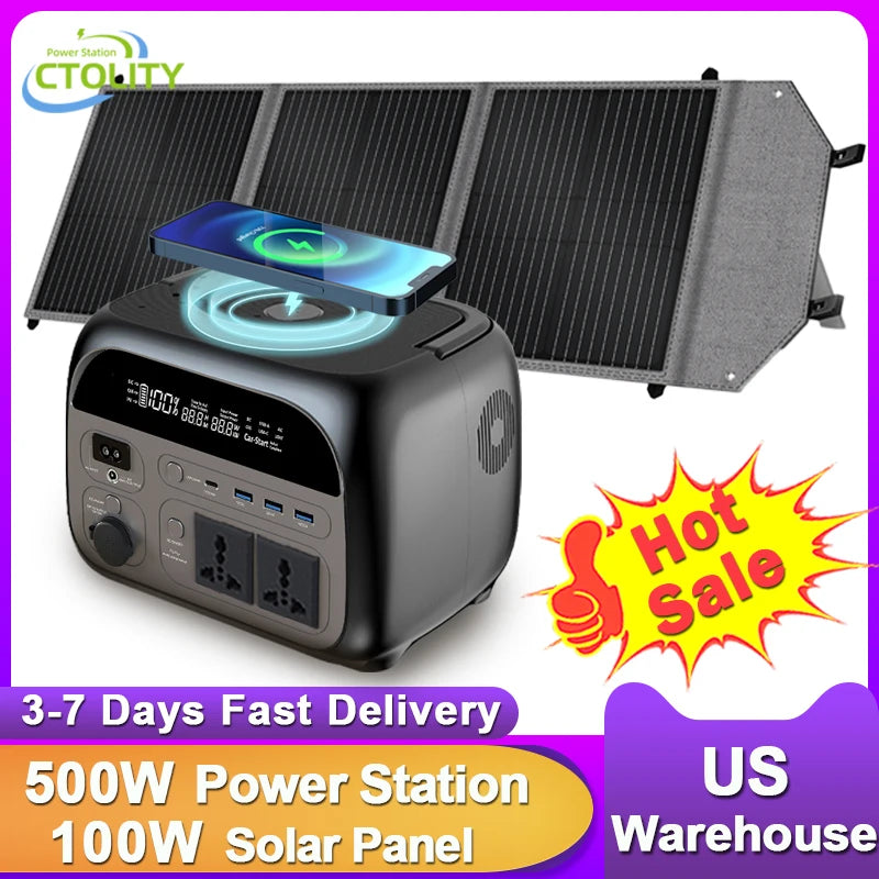Camping Power Station 500W Portable Solar Generator