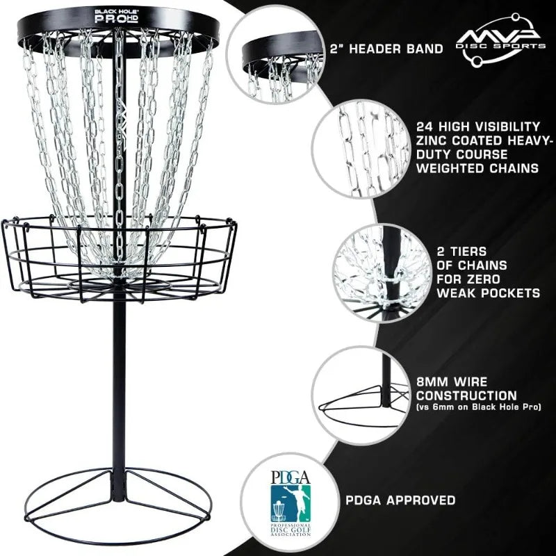 Black Hole Pro HD 24-Chain Portable Disc Golf Basket