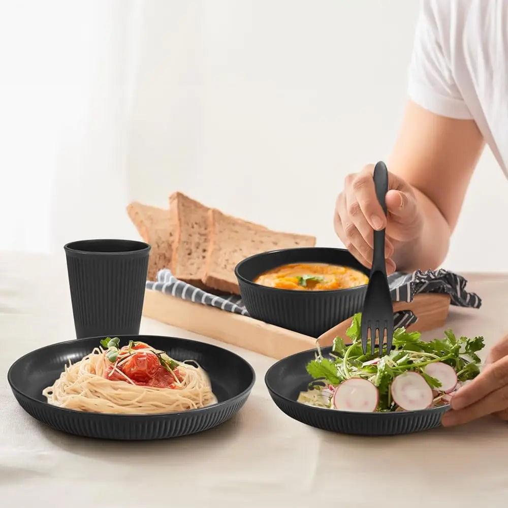 Wheat Straw Dinnerware Set | 30 Pcs Plates And Bowls Sets