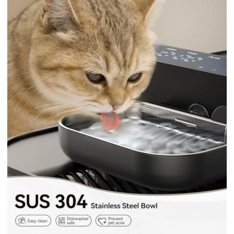 Cat Water Fountain Wastewater Separation Stainless Steel Bowl