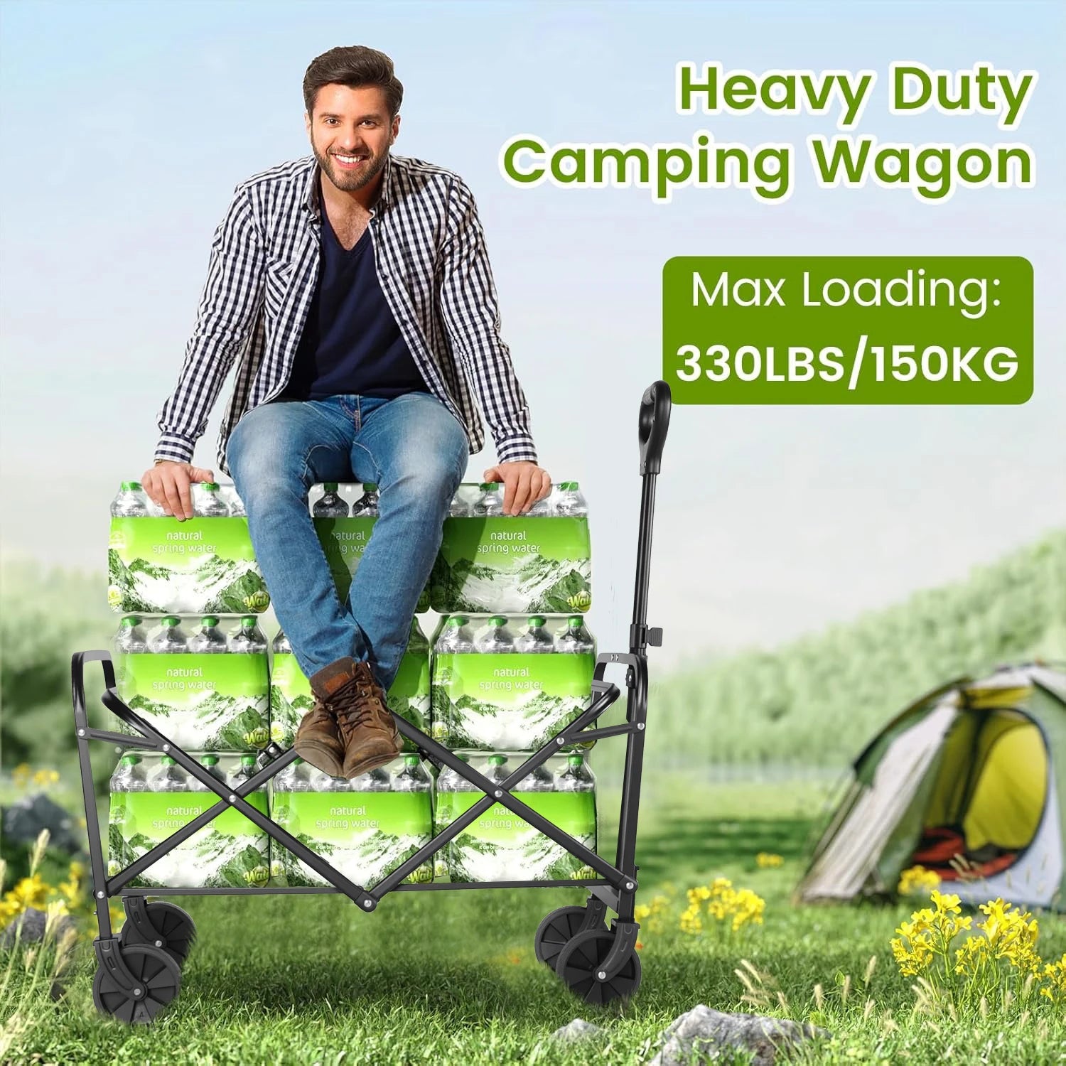 Heavy Duty Wagon Carts Foldable with All-Terrain Wheels