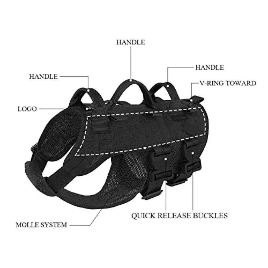 Tactical Dog Harness No Pull for Large Working Dogs