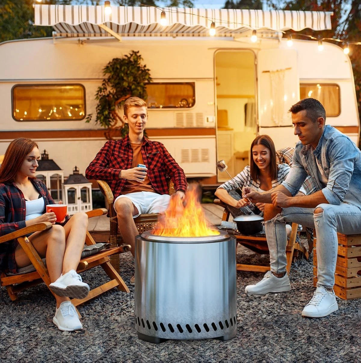 Outdoor Fire Pit Portable Wood Camping Stove Smokeless