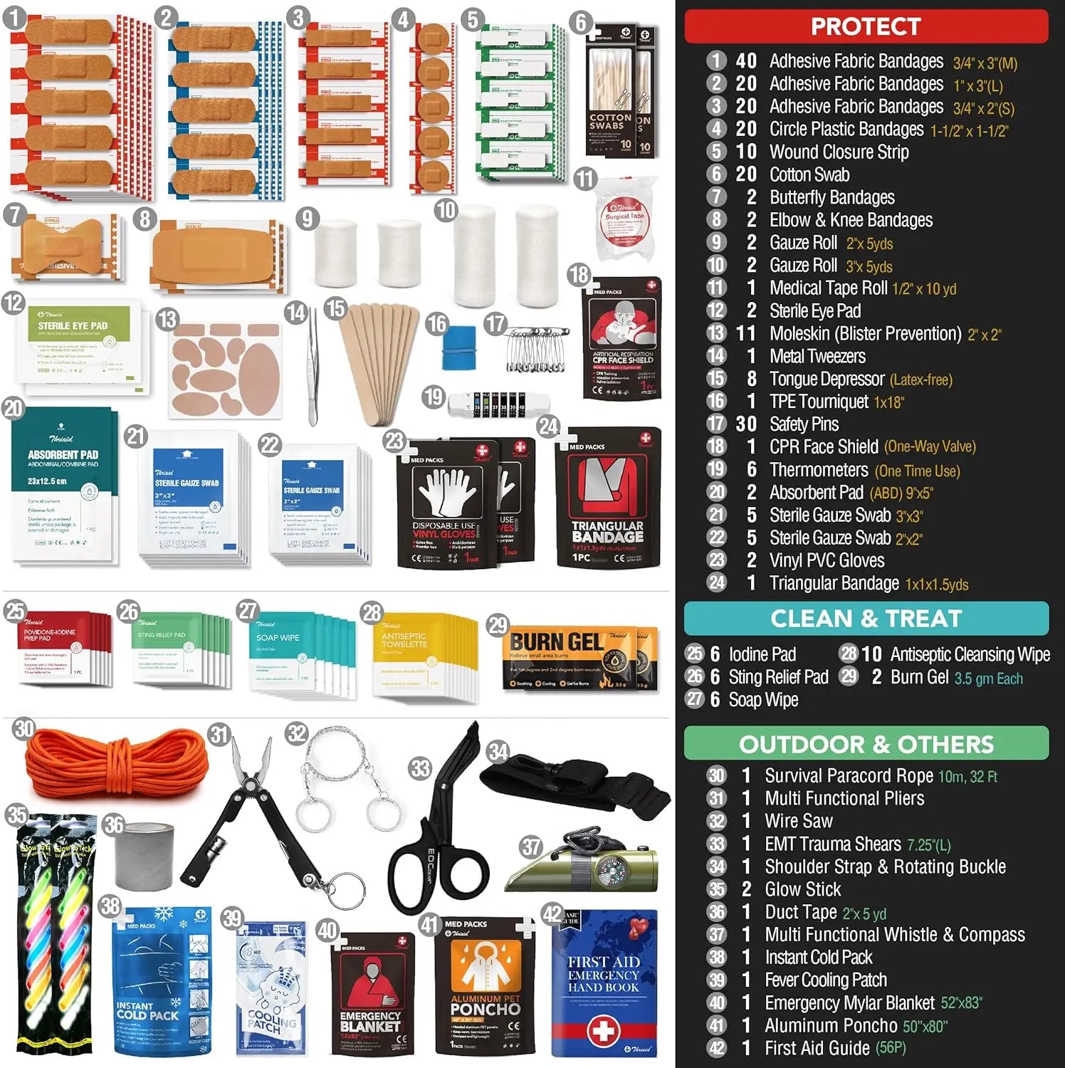 250-Piece Waterproof First Aid Kit with Reflective Dry Bag