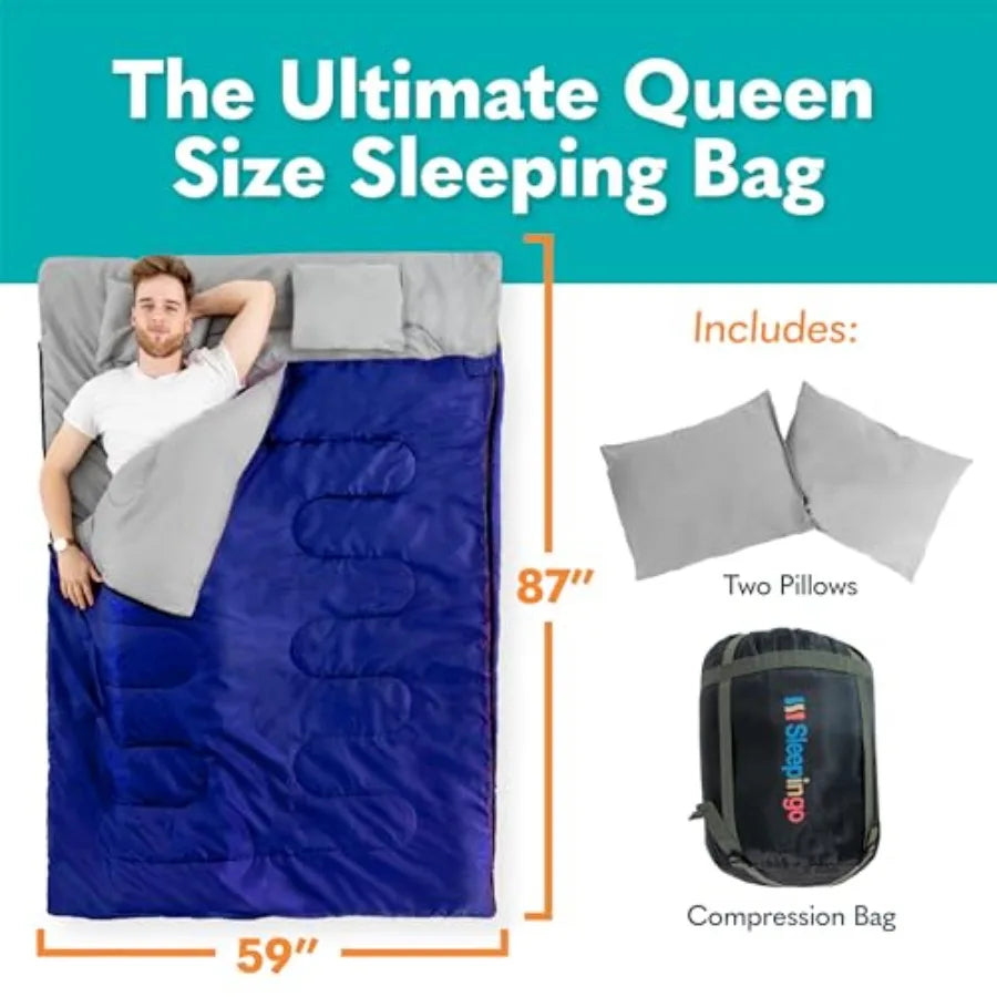 Double Sleeping Bags for Adults Backpacking Camping or Hiking