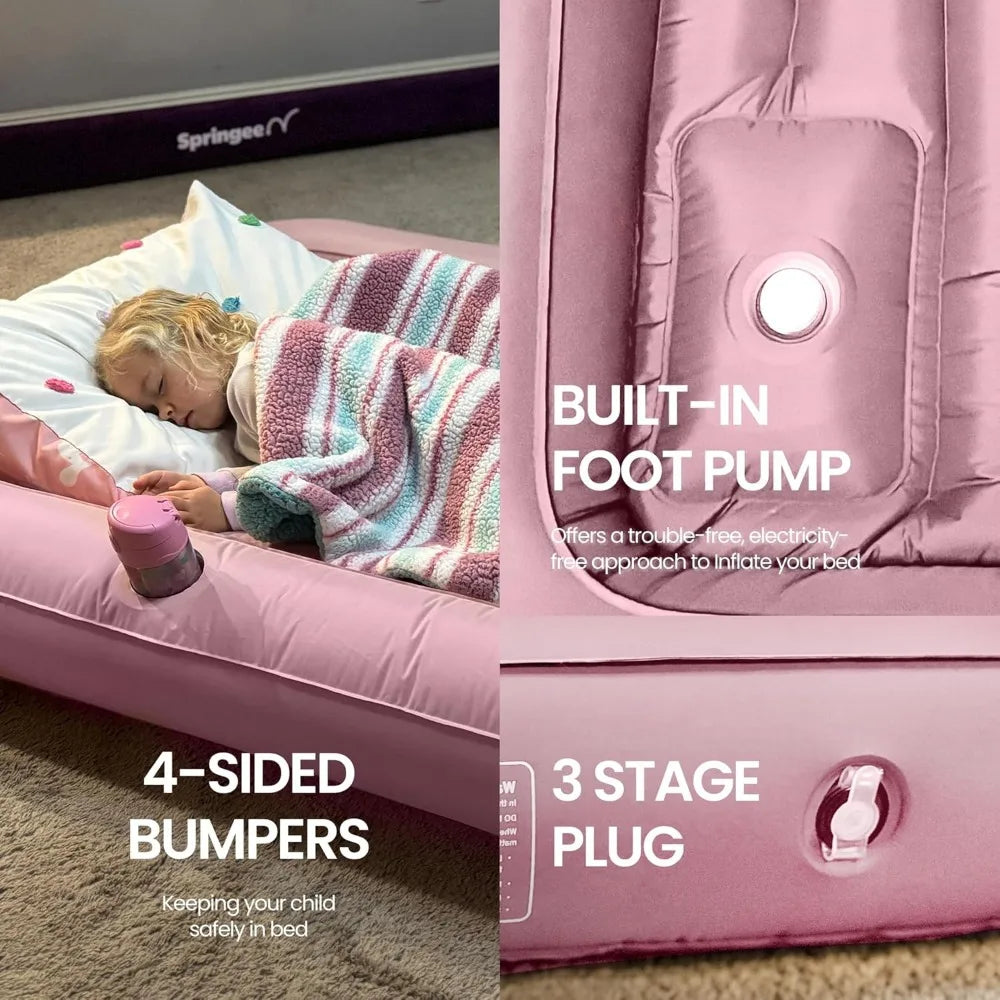 Portable Toddler Travel Bed with 4-Sided Safety Bumpers