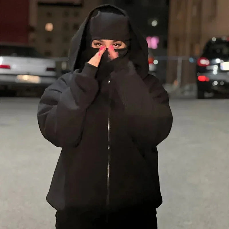 Men's Balaclava Zip Hoodie – Winter Warm Face Mask Jacket
