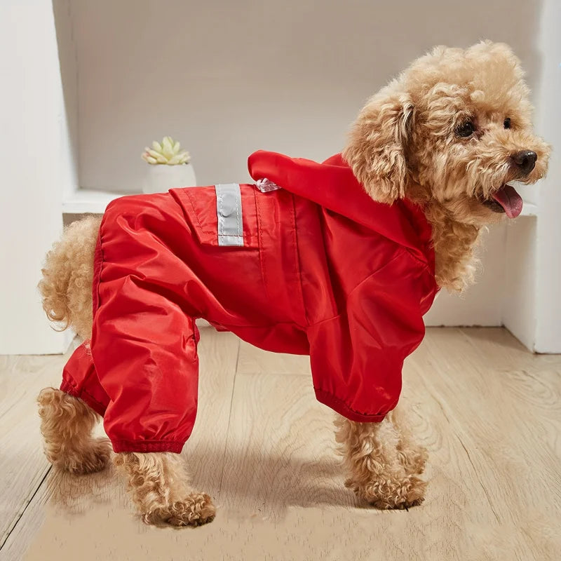 Dog Raincoat Double Waterproof Four Feet Wading Design]