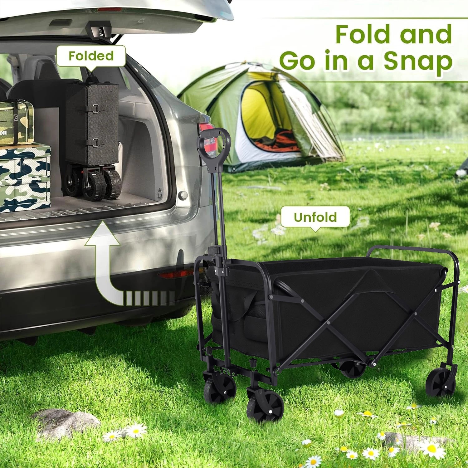 Heavy Duty Wagon Carts Foldable with All-Terrain Wheels