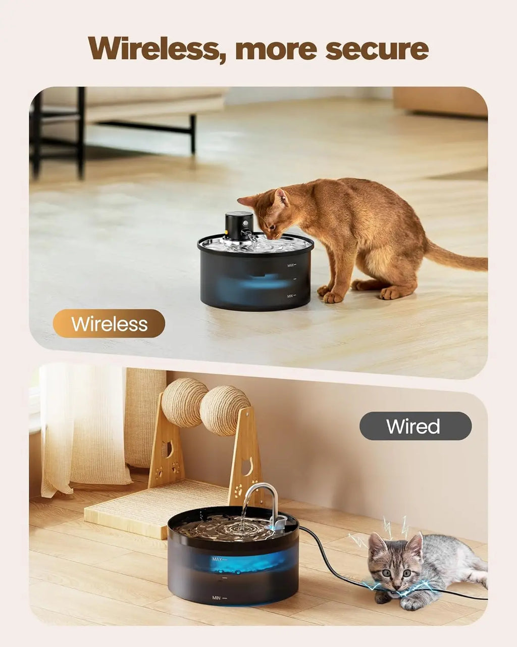 Cordless Pet Water Fountain with Motion Sensor