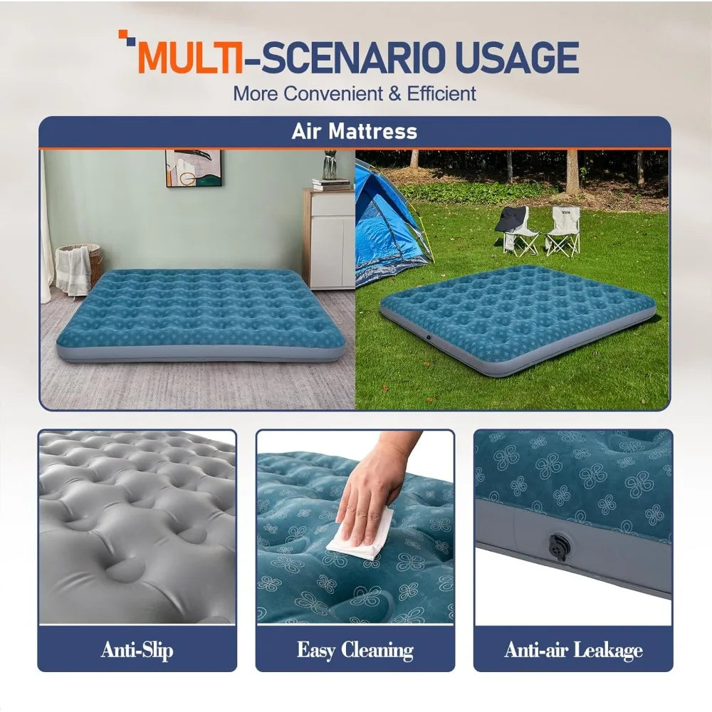 King Size Air Mattress Inflatable Bed Sleeping Pad for Camping