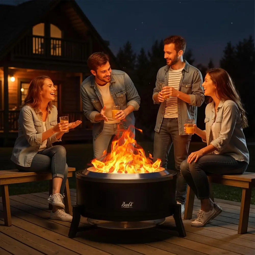 Portable 27 Wood-Burning Outdoor Fire Pit with Ash Pan for Patio Use
