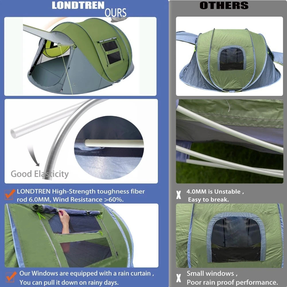 4 Person Pop Up Waterproof Tent Instant Setup