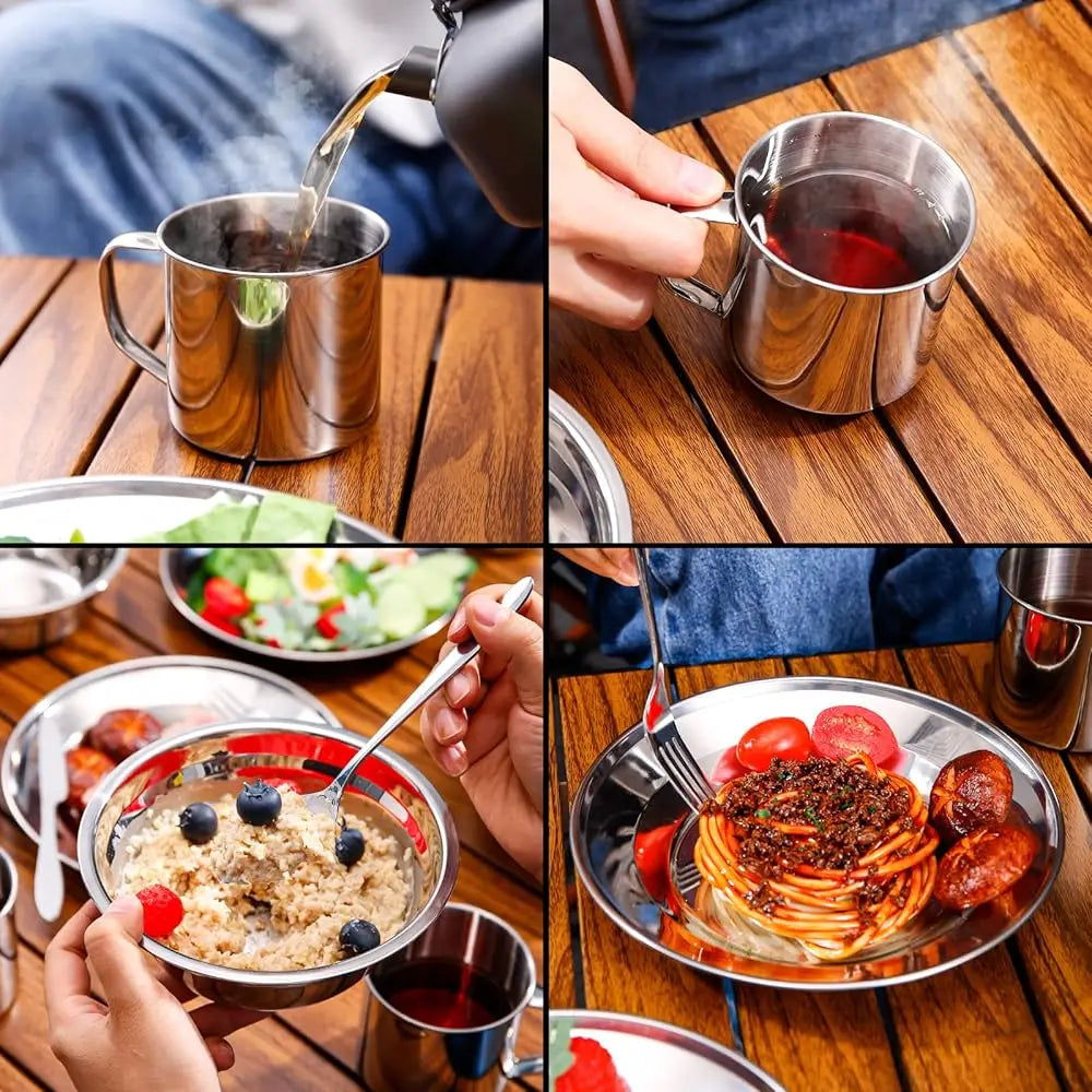 29Pcs Stainl Steel Utensils Camping Tableware Kit