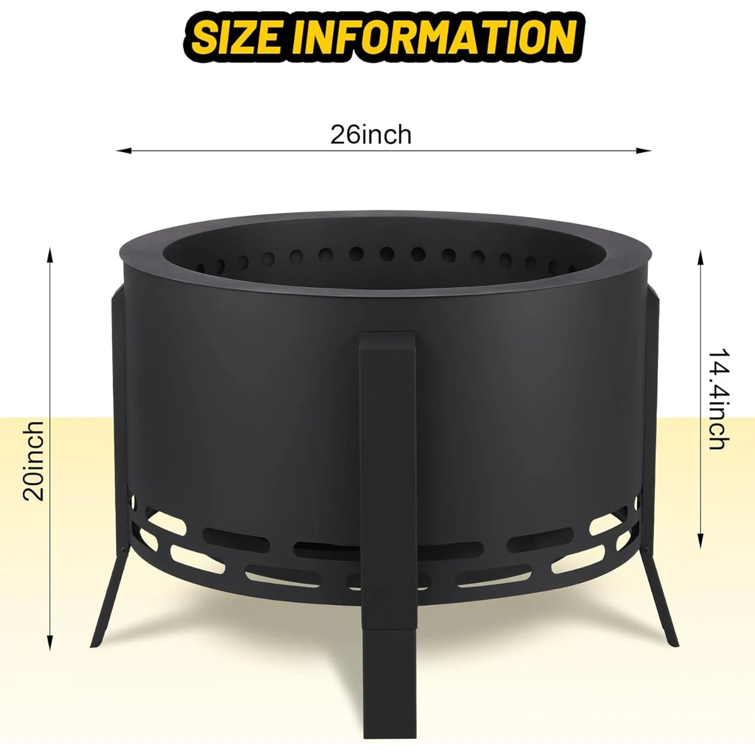 Smokeless Firepit- Low Smoke Outdoor Fire Pit with Folding Feet