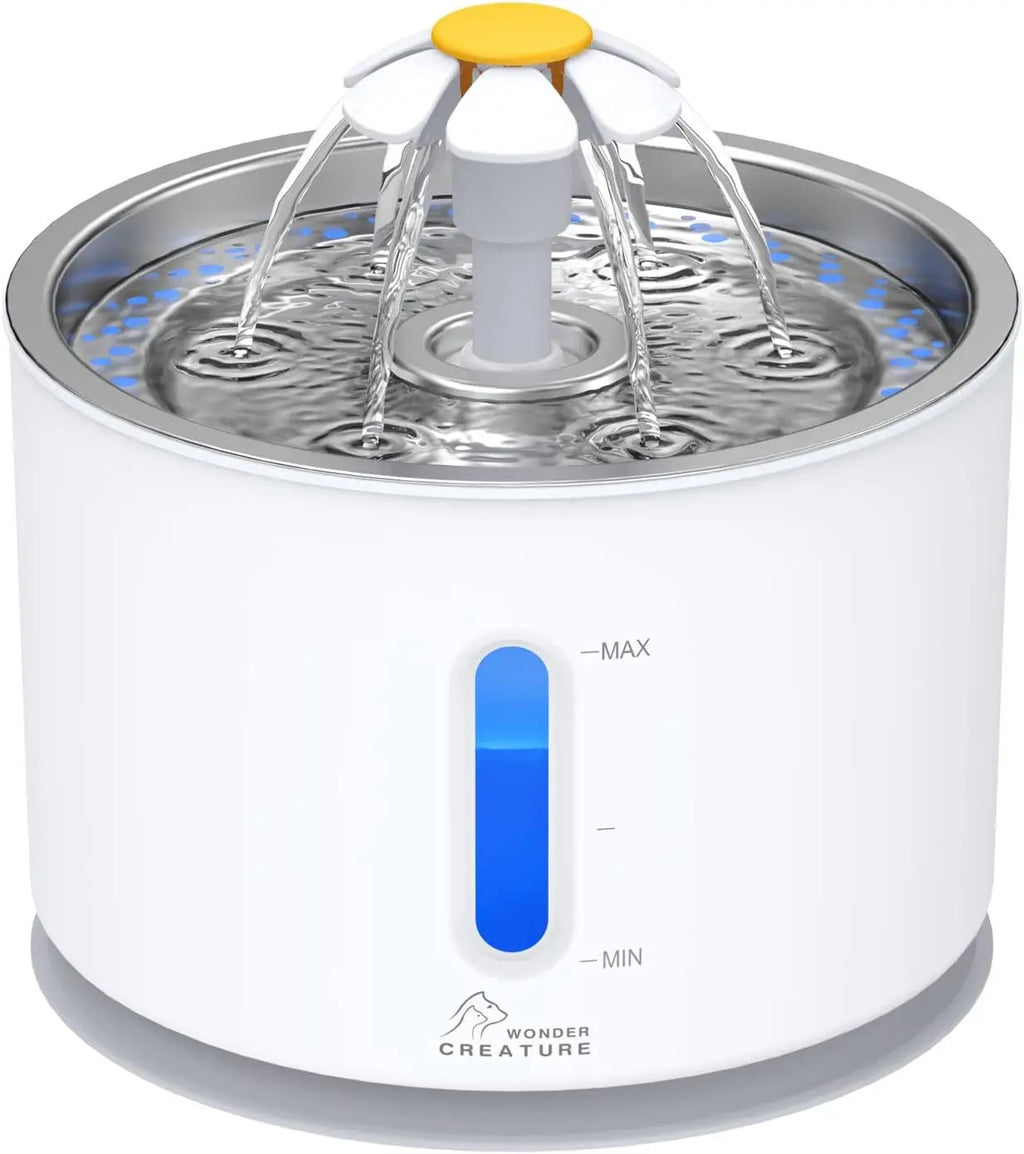Automatic Pet Water Fountain with LED Light, Stainless Steel